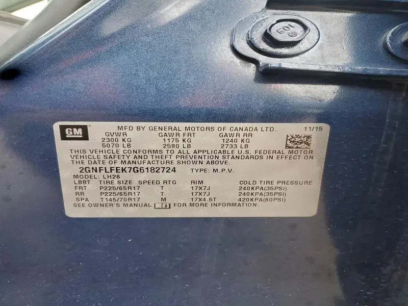 2016 CHEVROLET EQUINOX LT  