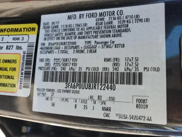 2018 FORD FUSION S HYBRID  