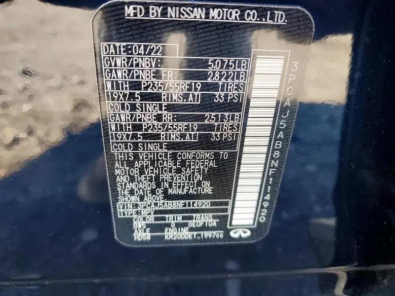 2022 INFINITI QX50 PURE  