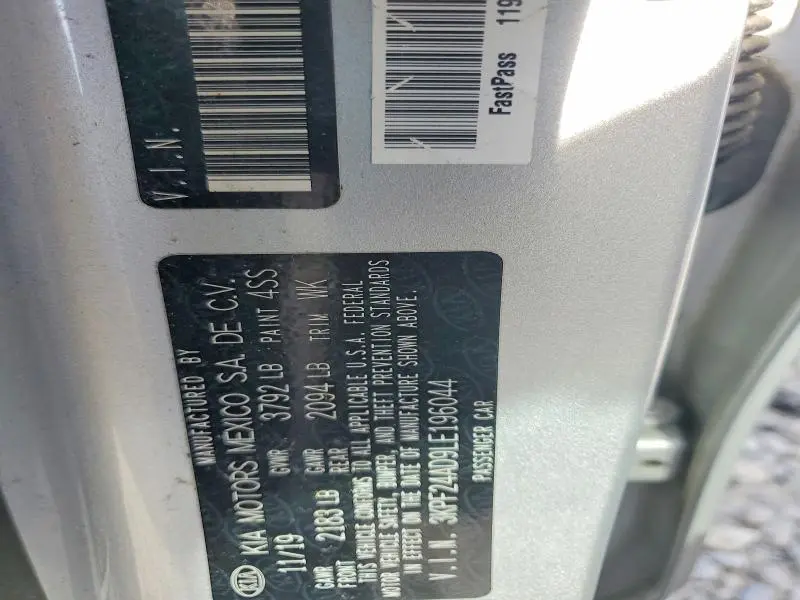 2020 KIA FORTE LXS  