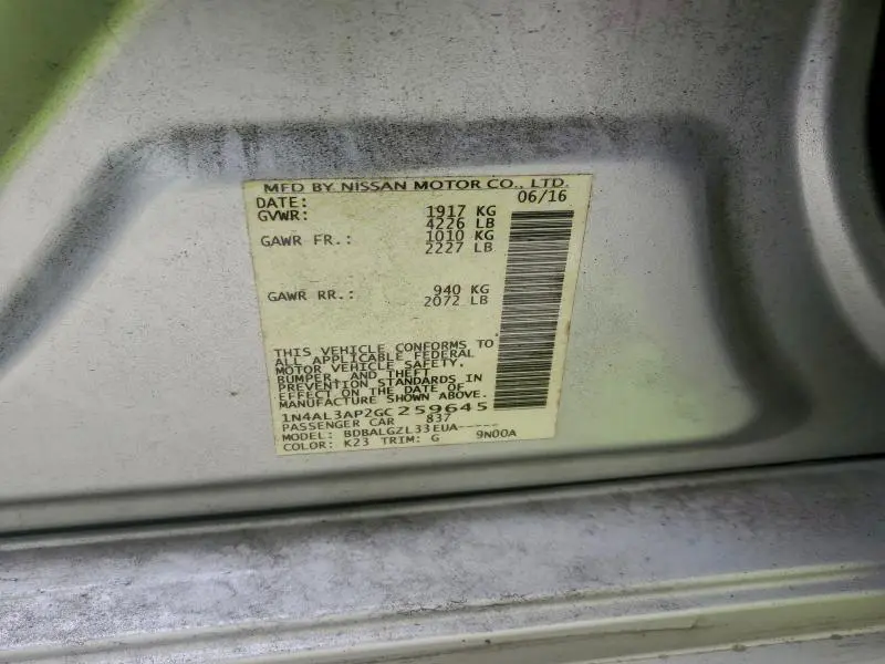 2016 NISSAN ALTIMA 2.5  