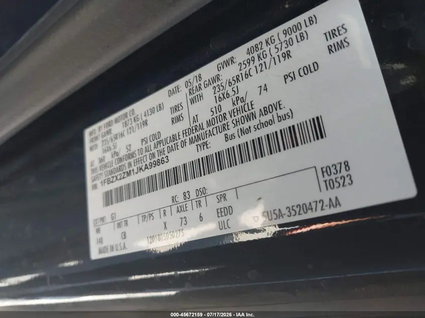 2018 FORD TRANSIT-350 XL