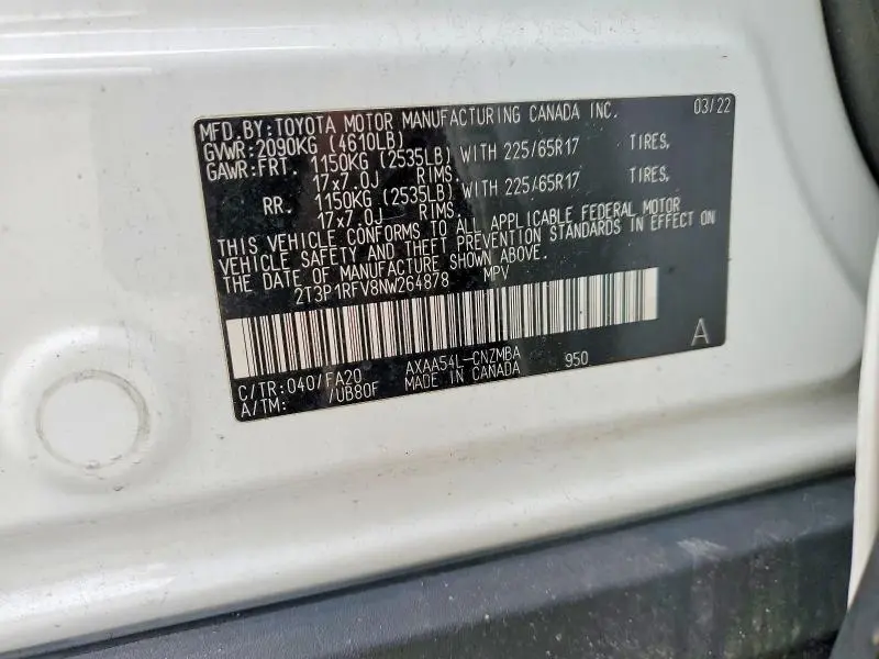 2022 TOYOTA RAV4 XLE  