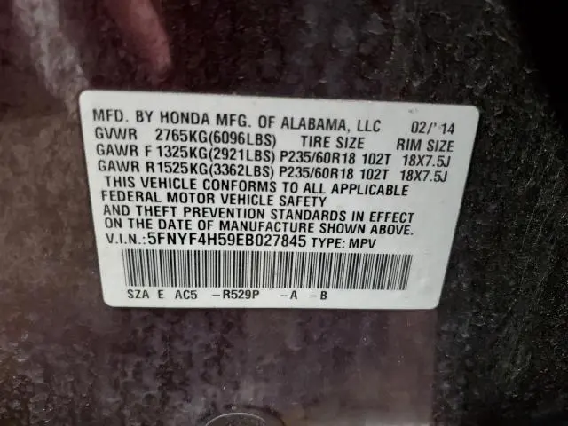 2014 HONDA PILOT EXL