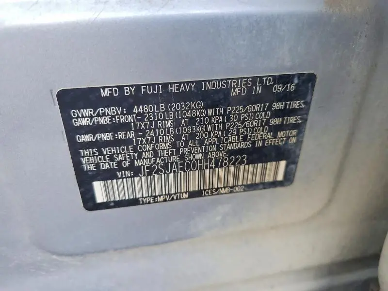 2017 SUBARU FORESTER 2.5I PREMIUM  