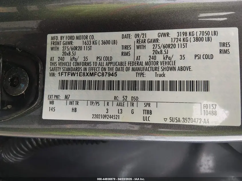 2021 FORD F-150 LARIAT
