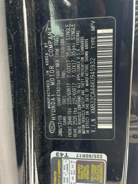 2019 HYUNDAI TUCSON SE  