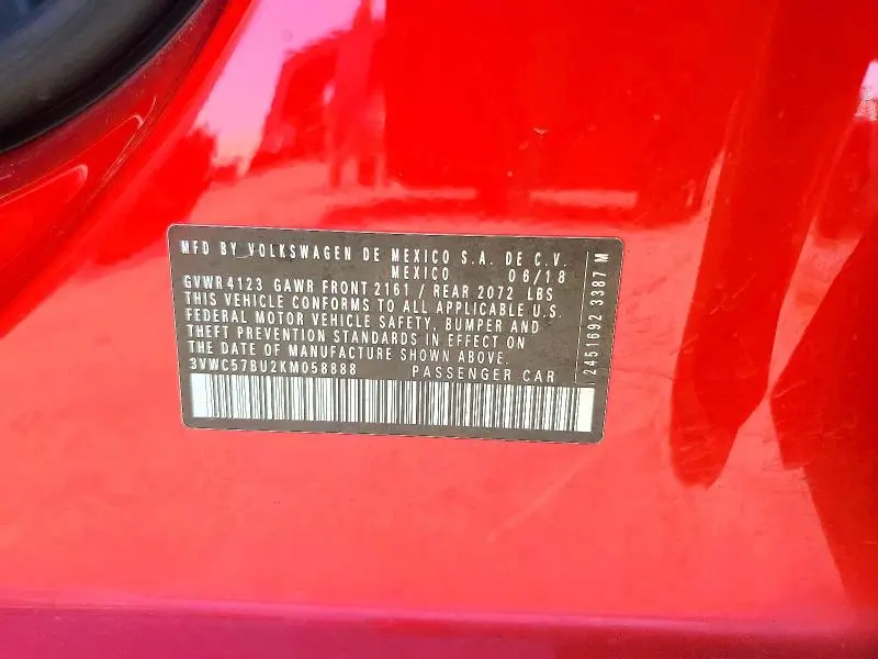 2019 VOLKSWAGEN JETTA S  