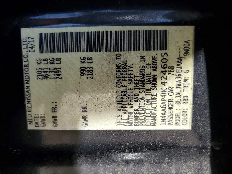 2017 NISSAN MAXIMA 3.5 SV  