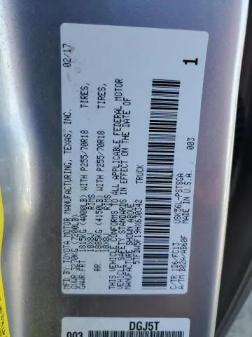 2017 TOYOTA TUNDRA CREWMAX SR5  