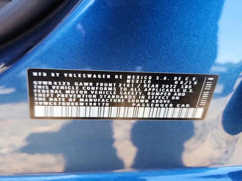 2019 VOLKSWAGEN JETTA S  