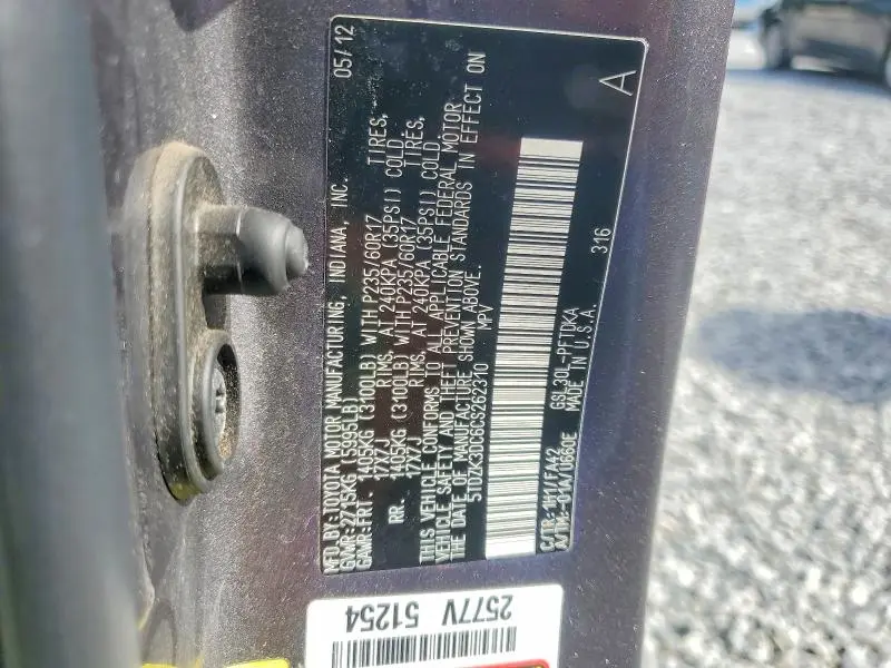 2012 TOYOTA SIENNA BASE 7-PASSENGER  