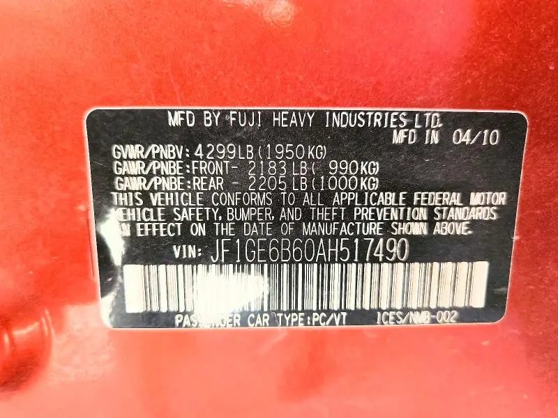 2010 SUBARU IMPREZA 2.5I PREMIUM  