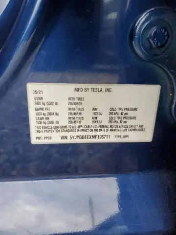 2021 TESLA MODEL Y 