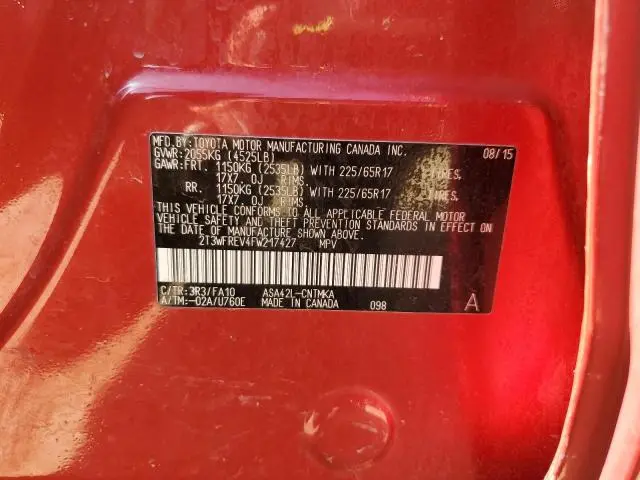 2015 TOYOTA RAV4 XLE  