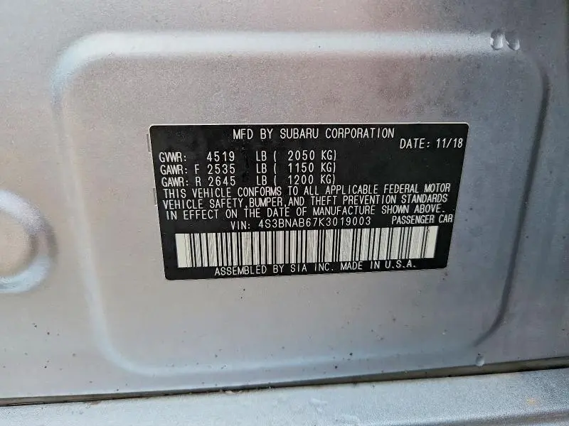 2019 SUBARU LEGACY 2.5I  