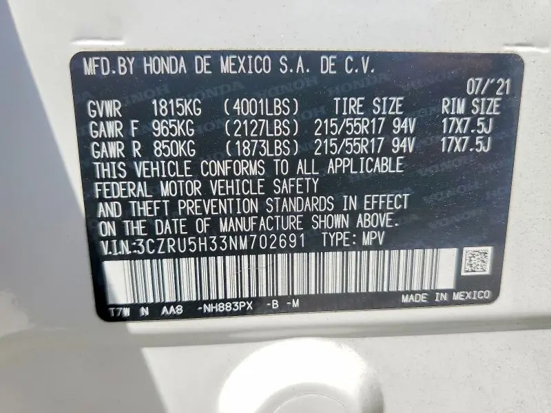 2022 HONDA HR-V LX  