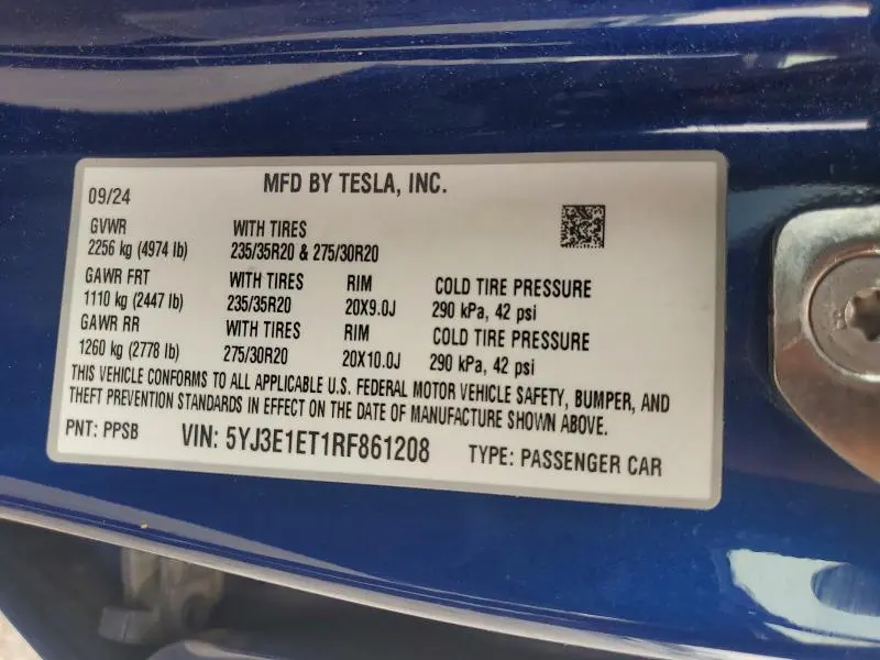 2024 TESLA MODEL 3   