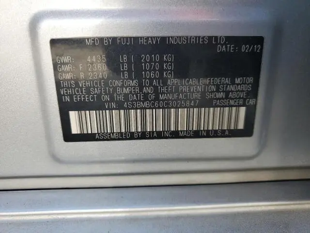 2012 SUBARU LEGACY 2.5I PREMIUM  