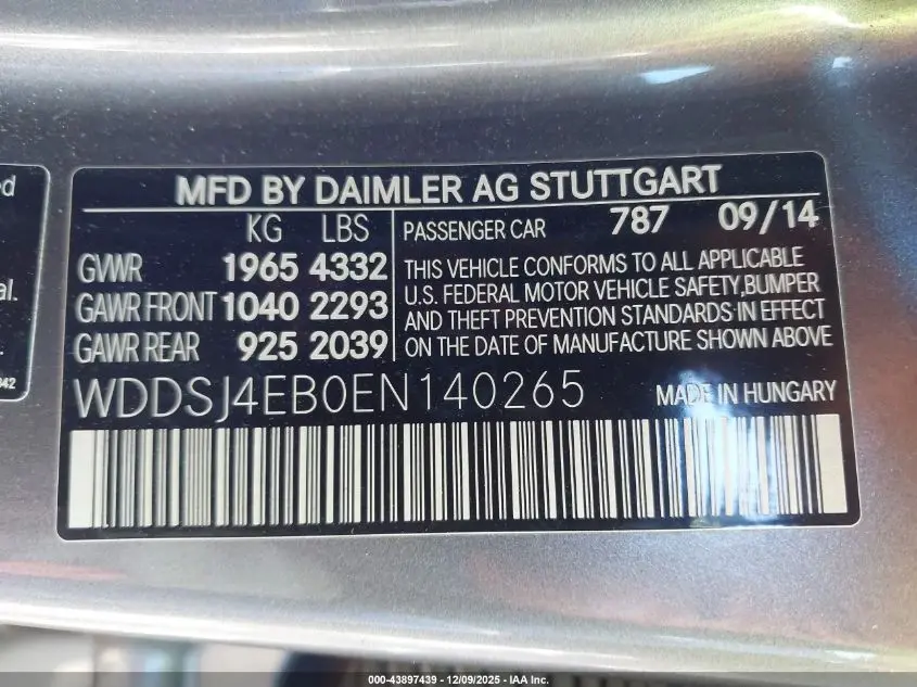 2014 MERCEDES-BENZ CLA 250  