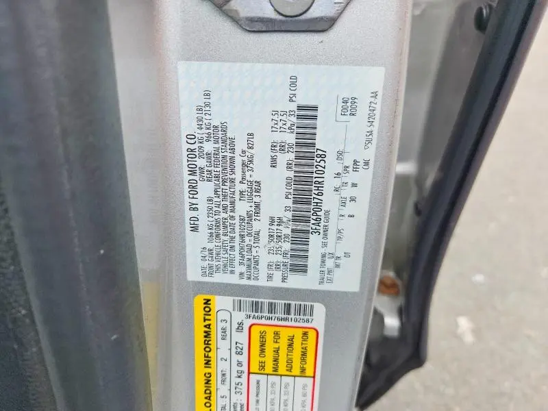 2017 FORD FUSION SE  