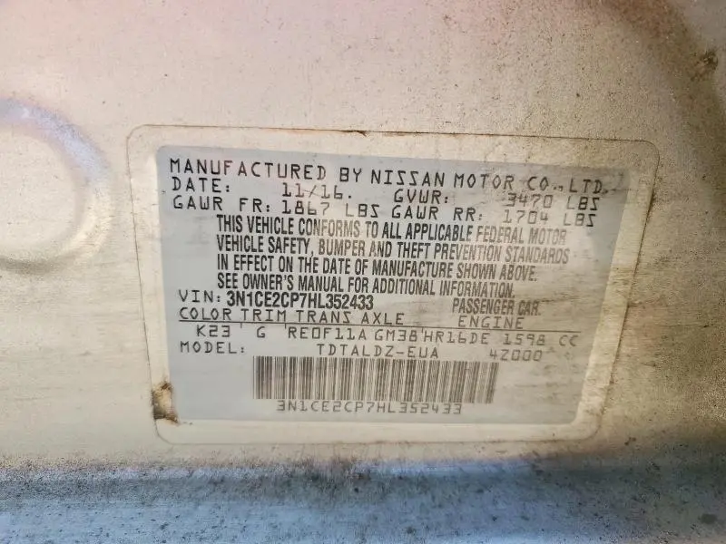 2017 NISSAN VERSA NOTE SV  