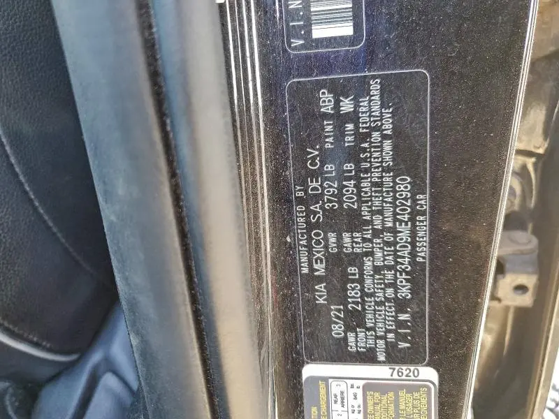 2021 KIA FORTE GT LINE  