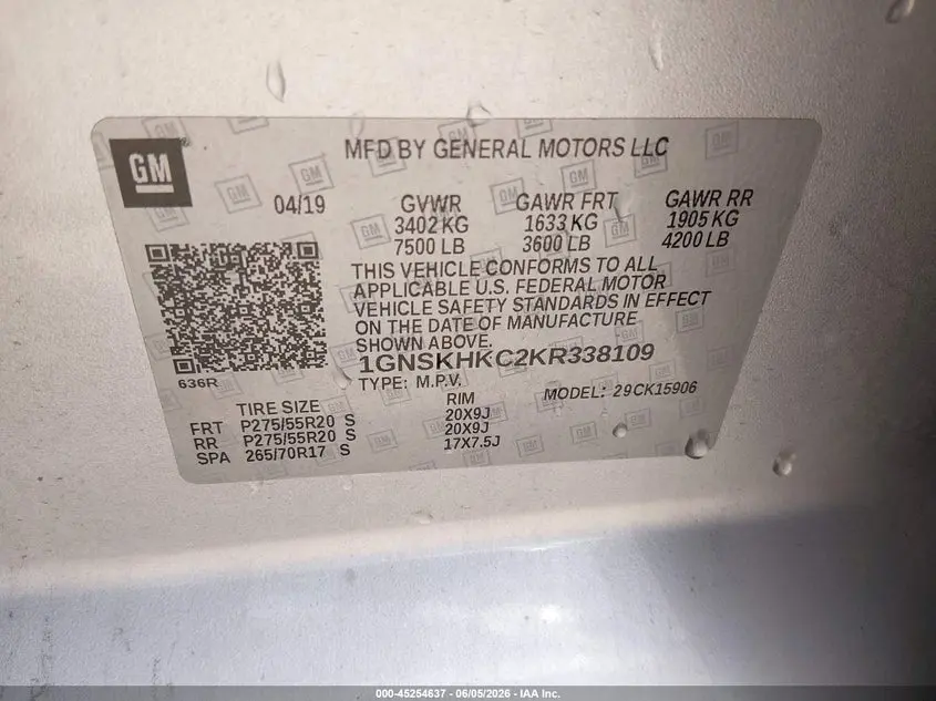 2019 CHEVROLET SUBURBAN LT