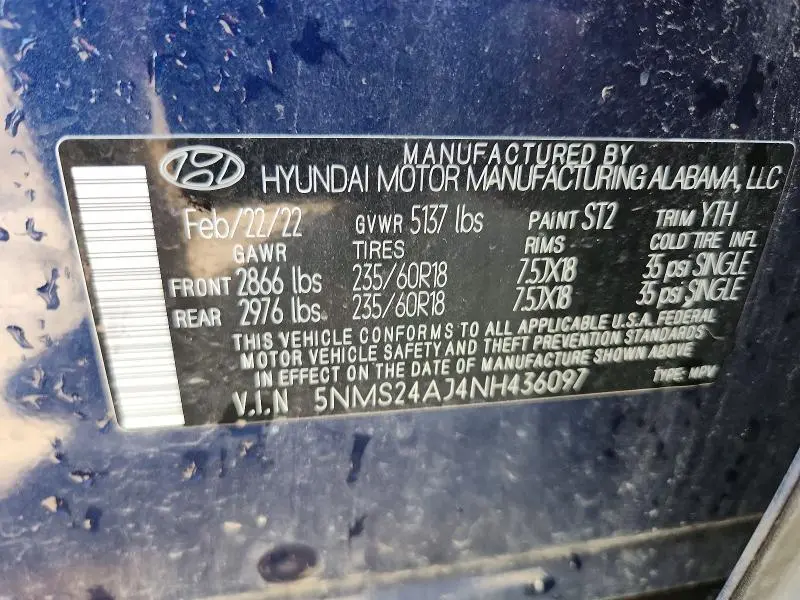 2022 HYUNDAI SANTA FE SEL  
