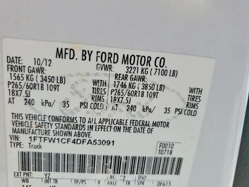 2013 FORD F150 SUPERCREW  