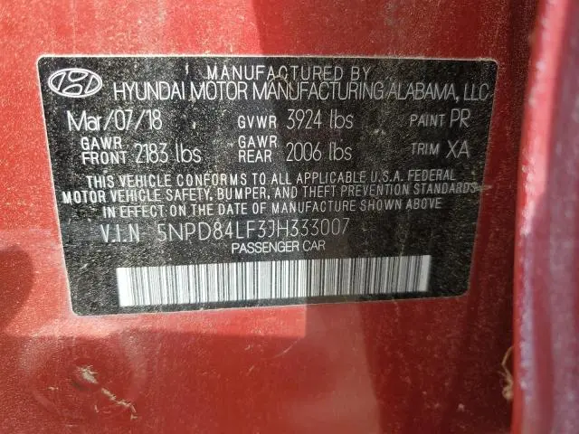 2018 HYUNDAI ELANTRA SEL  