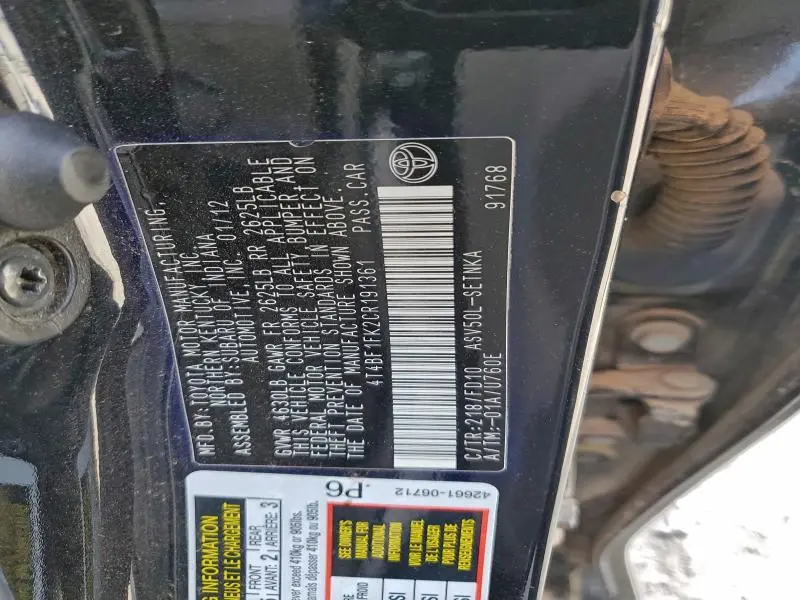 2012 TOYOTA CAMRY BASE  