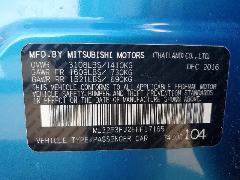 2017 MITSUBISHI MIRAGE G4 ES  