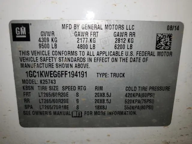 2015 CHEVROLET SILVERADO K2500 HEAVY DUTY LTZ  