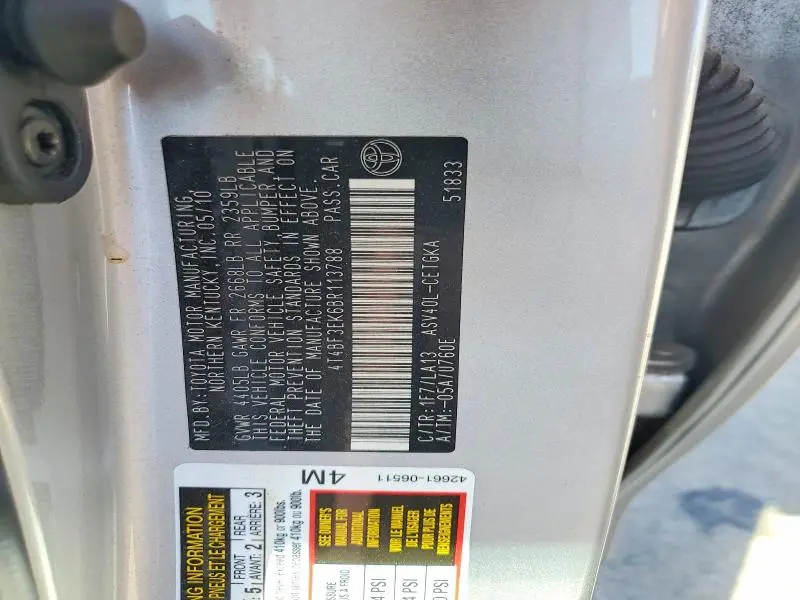 2011 TOYOTA CAMRY XLE  