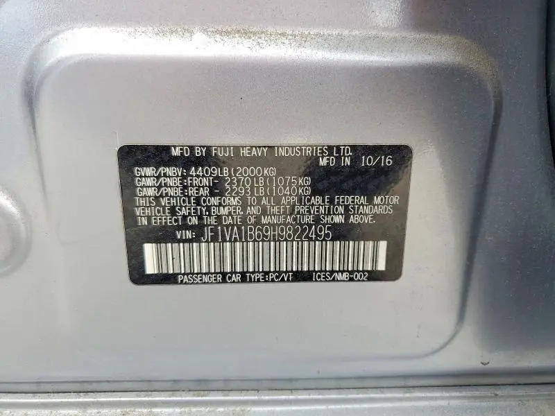 2017 SUBARU WRX   
