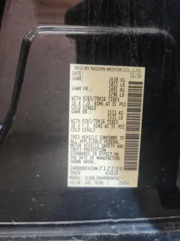 2017 NISSAN FRONTIER S  