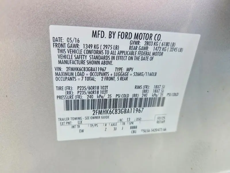 2016 FORD FLEX SEL  