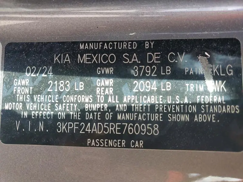 2024 KIA FORTE LXS  
