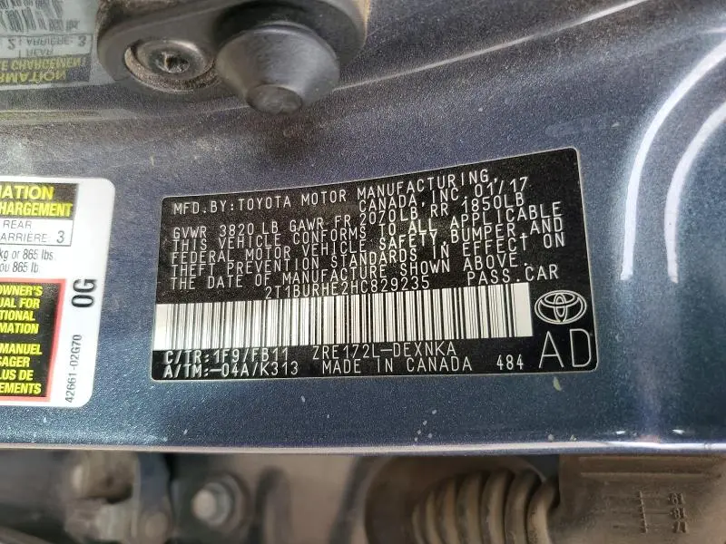 2017 TOYOTA COROLLA L  