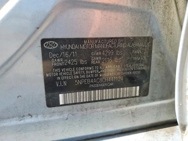 2012 HYUNDAI SONATA GLS  