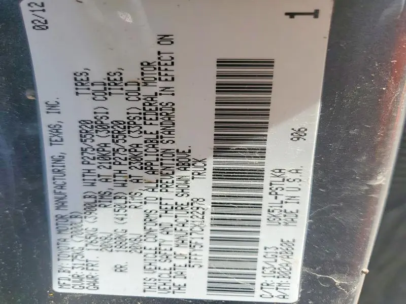 2012 TOYOTA TUNDRA CREWMAX LIMITED  