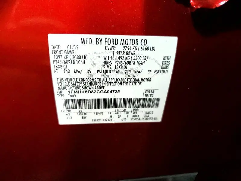 2012 FORD EXPLORER XLT  