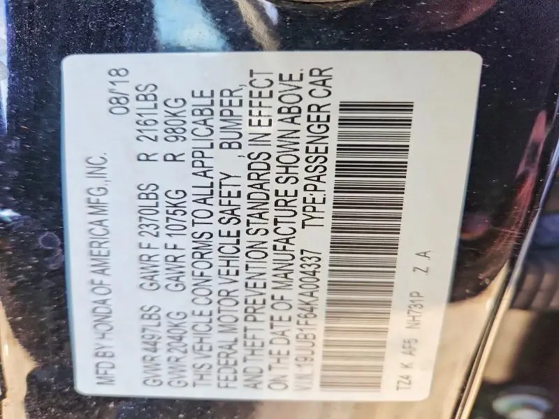 2019 ACURA TLX TECHNOLOGY  