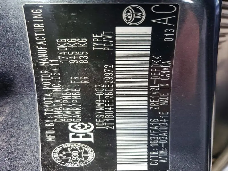 2011 TOYOTA COROLLA BASE  