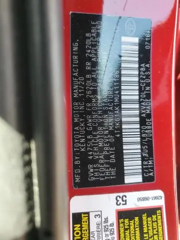 2021 TOYOTA CAMRY XSE  