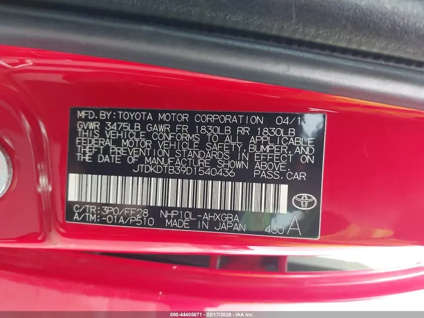 2013 TOYOTA PRIUS C THREE