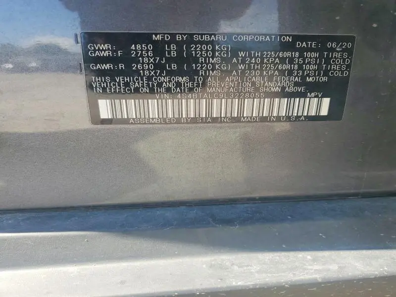 2020 SUBARU OUTBACK LIMITED  