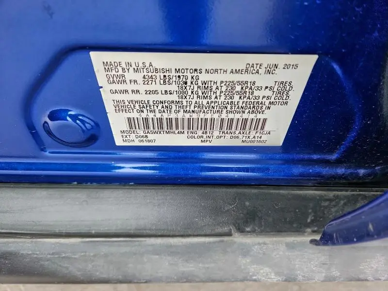 2015 MITSUBISHI OUTLANDER SPORT ES  