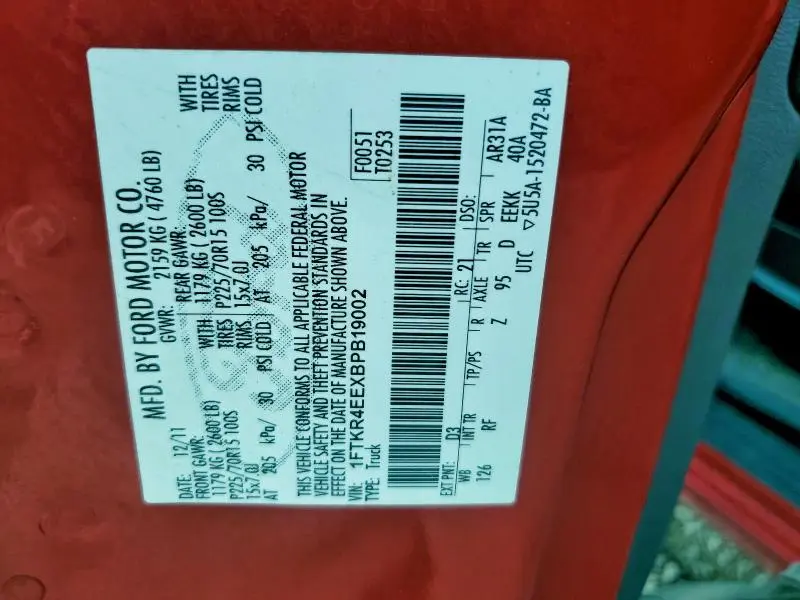 2011 FORD RANGER SUPER CAB  